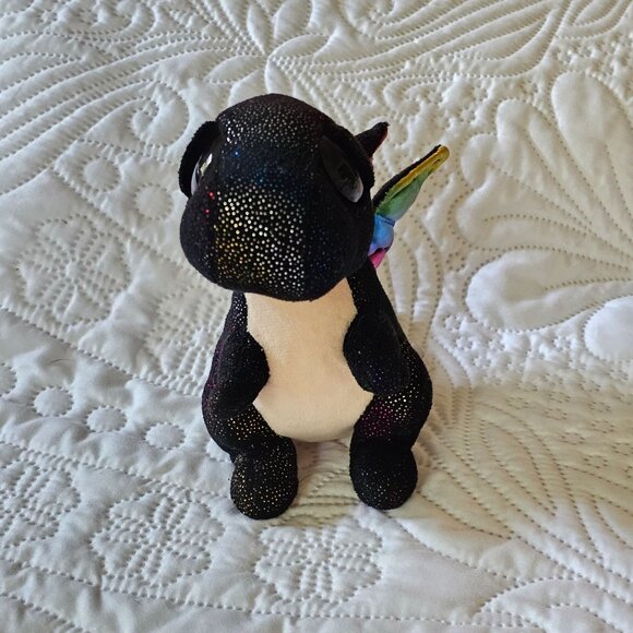 Ty Beanie Babies Anora Rainbow Winged Black Sparkly Dragon Plush Toy 2018 - Picture 3 of 8